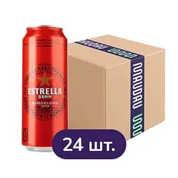 Упаковка пива Estrella Damm Barcelona світле 4.6% 12 л з/б (0.5 л х 24 шт.)