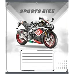 Тетрадь ученическая "Спортбайк" Leader 012-500196K-1 в клеточку, 12 листов