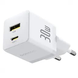 Зарядний пристрій Baseus Palm Fast Charger Type-C+USB 30W white (P1011160A213-00)