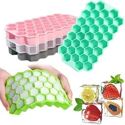 Багаторазова силіконова форма для приготування льоду з кришкою як стіл, Kitchen Master Рожевий 87746 - мініатюра 8