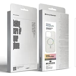 Противоударный чехол для Apple iPhone 14 Pro Max, Glow MagSafe, прозрачный, с функцией MagSafe, накладка с блестками, ударопрочный TPU+PC, поддержка беспроводной зарядки, ArmorStandart (ARM69725) - мініатюра 6