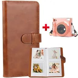Фотоальбом для Fujifilm Instax Square на 80 фото, коричневий  +Чохол для фотоапарата Fujifilm Instax Square SQ1 Прозорий В Подарунок