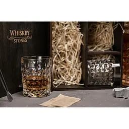 Подарунковий набір віскі Whiskey Stones з камінням для віскі в дерев'яному пеналі №3 + декантер і 2 склянки + щипці + мішечок - мініатюра 4