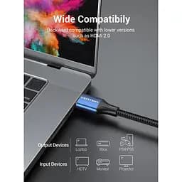 Кабель мультимедійний HDMI M to HDMI M 5.0m 8K cotton braided blue Vention (ALGLJ) - мініатюра 4