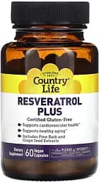 Комплекс з ресвератролом Country Life Resveratrol Plus, 60 вегакапсул для підтримки серця