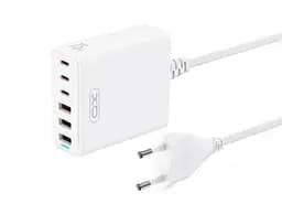 Зарядний пристрій XO L133 75W GaN 3A+3C 6 портів Desktop Fast Charger with 1.5M Power Cord
