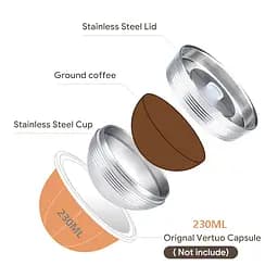 Капсула з нержавіючої сталі для кавоварки Nespresso Vertuoline POP, NEXT ( 80мл +150мл +230мл) iCafilas - мініатюра 4
