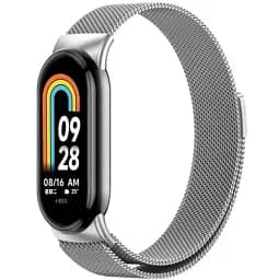 Ремешок металлический на магните для Xiaomi Mi Band 8/9, Melanese Loop, серебристый