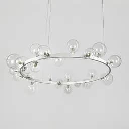 Кольцевая люстра с 24 прозрачными плафонами в белом корпусе Ø 120 см | Line F | Ст. AT32/24R WT+CL