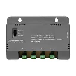 Блок живлення Kraft KRF-1204B (4CH) 60W, 4 канали навантаження, 12V/1A на 1 канал, з регулятором напруги для компенсації довжини кабелю (43-00144)