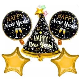 Набір фольгованих кульок "Happy New Year" 5 шт декоративні для свят