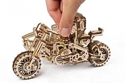 Механічний 3D Пазл Ukrainian Gears Мотоцикл Scrambler UGR-10, з коляскою, 380 елементів (70137) - мініатюра 10