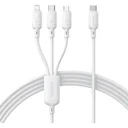Кабель 3 в 1 Baseus Silky One-for-Three Fast Charging Cable USB-C to M+L+C 100W 1.5 м Білий