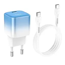 Адаптер мережевий HOCO Type-C to Type-C cable single port charge set C101A |Type-C, PD, 3A/20W|