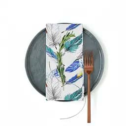 Набір серветок Cosas Mint Feather & Dark Blue Satin 4 шт. 30х30 см різнобарвний/синій (Set-4Serv_FeatherMint_SatBlue_30) - мініатюра 4