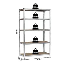 Стелаж LEOBRO Premium 180 х 90 х 40 см, 175кг/полиця, 5 полиць (LB-R104) - мініатюра 3
