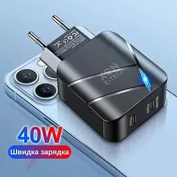 Зарядний пристрій XON PowerCharge 40W (PD20) USB Type-C (PCWC040020A0С2B 6099) Чорний - мініатюра 5
