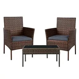 Комплект садових меблів для відпочинку 2 крісла та столик Коричнево/Сірий (381190)