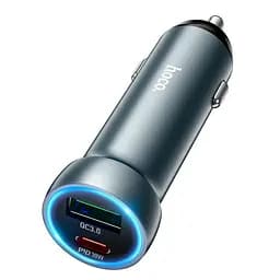 Автомобильное зарядное устройство Hoco Z54A Prosperous dual port Car charger 1USB/1Type-C, PD/QC, 48W/3A серый
