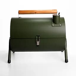 Вугільний гриль двосторонній портативний з решіткою Yiwu 38x25x35 см зелений універсальний для пікніка похідний розкладний BQ-2