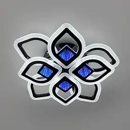 Люстра стельова у формі квітки в чорному корпусі 46х11 см з 3D підсвічуванням Line F Арт. A2721 4+4S BR BK