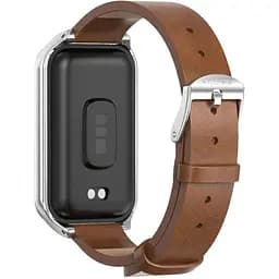 Кожаный ремешок Mijobs для фитнес браслета Xiaomi Mi Smart Band 8 Active Brown