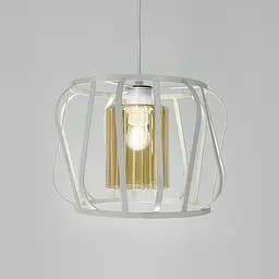 Підвісний світильник із янтарним плафоном у білому корпусі 32×23 см | Арт. 12682/1 WT+AM | Line F