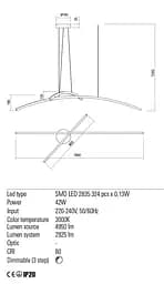 Підвісний світильник Redo KATANA SU LED 45W 3000K MWH (4.1.2) 01-2101 - мініатюра 3