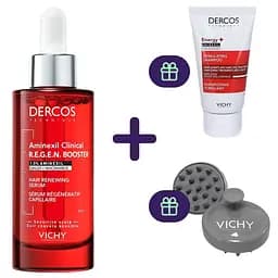 Сироватка Vichy Dercos Aminexil Clinical Regen Booster для відновлення густоти та боротьби з випадінням волосся 90 мл + набір засобів для догляду волосся