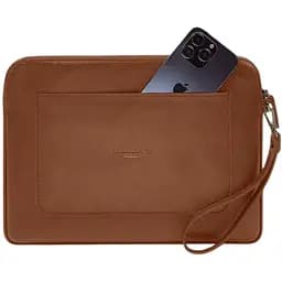 Кожаный чехол BlankNote для ноутбука на молнии с карманом и петлей на руку Светло-коричневый