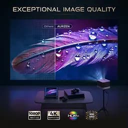 Проектор Aurzen Boom 3 Full HD 500 ANSI Lm 16:9/4:3 HDMI Android With Web OS Wifi 5 чорний (F503 FCC) - мініатюра 4