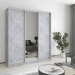 Шкаф-купе трехдверный MebelStar Комбо AL 2ДСП/Зеркало 180x60x210 см Бетон (MBS-3366)