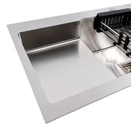 Кухонна мийка Platinum Handmade 78x50С L з нержавіючої сталі 3.0 мм квадратний сифон 78x50x22 см сатин - мініатюра 8