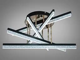 Сучасна стельова LED-люстра Diasha SX1009/5BK, чорна із золотистими акцентами, 72W, акрилові світлові планки