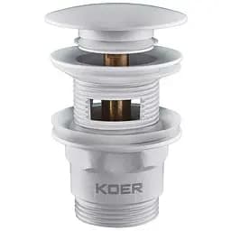 Донний клапан для раковини з переливом Koer PW-03-03 автоматичний KR3395, Білий