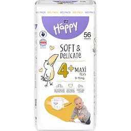 Подгузники детские одноразовые Bella Baby Happy Maxi Plus 4+ (9-15 кг) 56 шт.