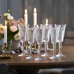 Набір келихів для шампанського TS Kitchen на високій ніжці з товстого скла 6 штук 150 мл HP4162