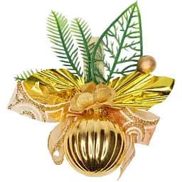 Гілочка новорічна Devilon декоративна з золотими прикрасами на прищіпках 6х10 см (470518)