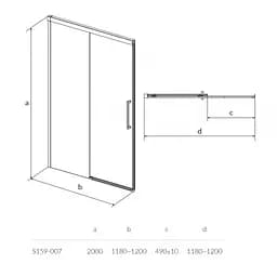 Двері розсувні для душової кабіни Cersanit Crea 1200x200 S159-007, універсальні, прозорий, хром - мініатюра 2