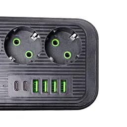 Мережевий фільтр-подовжувач Yiwu HP-5-20 LUXE F016U на 3 розетки 6 USB 3,8 метри чорний  - мініатюра 5