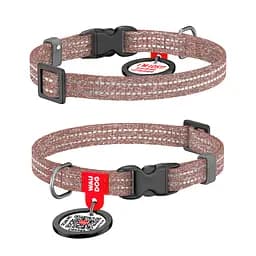 Нашийник для котів та дрібних порід собак Waudog Re-cotton з QR-паспортом відновлена бавовна світловідбиваючий пластикова