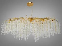 Золота кришталева люстра "Гліцинія" витягнутої форми на 12 ламп