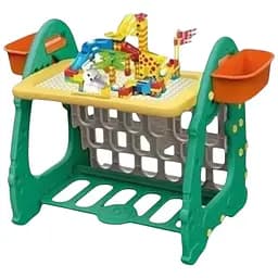 Дитячий столик S 075 3в1 набір з конструктором кульками дошкою для малювання і стелажем