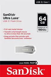 SanDisk Накопичувач 64GB USB 3.1 Type-A Ultra Luxe Срібний - мініатюра 5