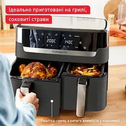 Аерогриль Tefal Dual EasyFry & Grill AirFryer чорний 2700 Вт (EY905B10) - мініатюра 2