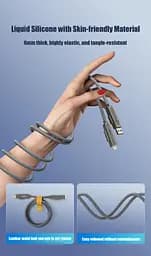Кабель XO NB275 Zinc Alloy Silicone Type-C/USB-A to TYPE-C/Lightning - 4-in-1 - 60W - 1m Gray teh0022032 - мініатюра 8