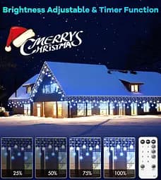 Вулична гірлянда Icicle Outdoor зі сніжинкою, 10,7M/35Ft 240LED Під'єднувані Icicle Lights Waterproof, 8 режимів і 3 таймери - мініатюра 3