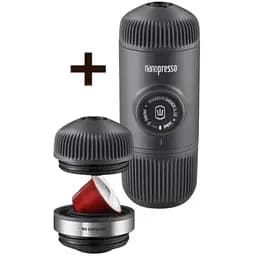 Портативна еспресо-кавоварка Wacaco Nanopresso з адаптером для капсул, механічна, для меленої кави
