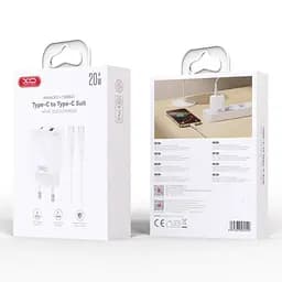 Мережевий зарядний пристрій XO L158(EU) PD20W+QC18W(1A1C) Charger TYPE-C cable Білий - мініатюра 2