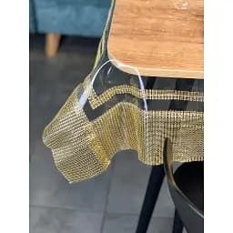 Скатертина силіконова із золотою стразовою стрічкою подвійною 220х160 см